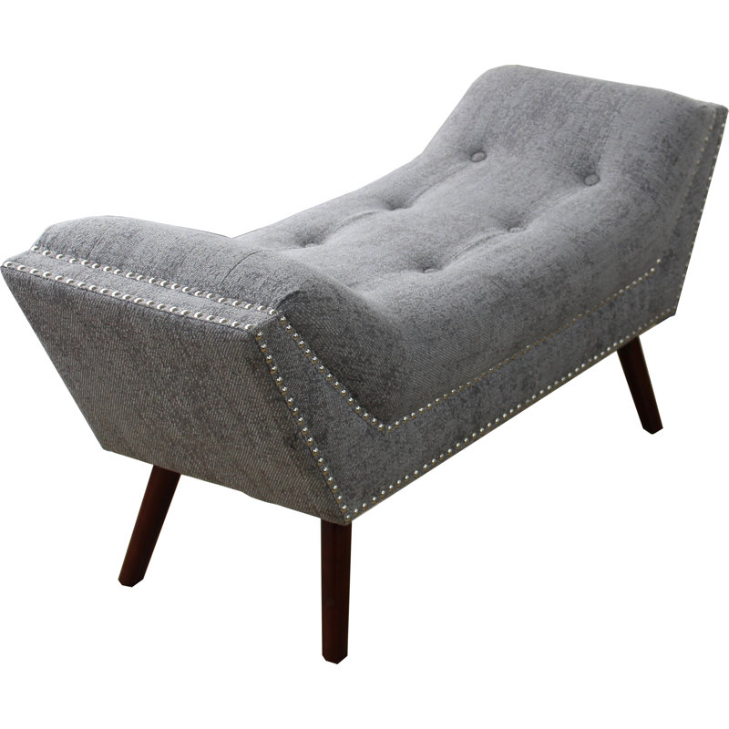 Linen Blend Upholstered Bench, Gray