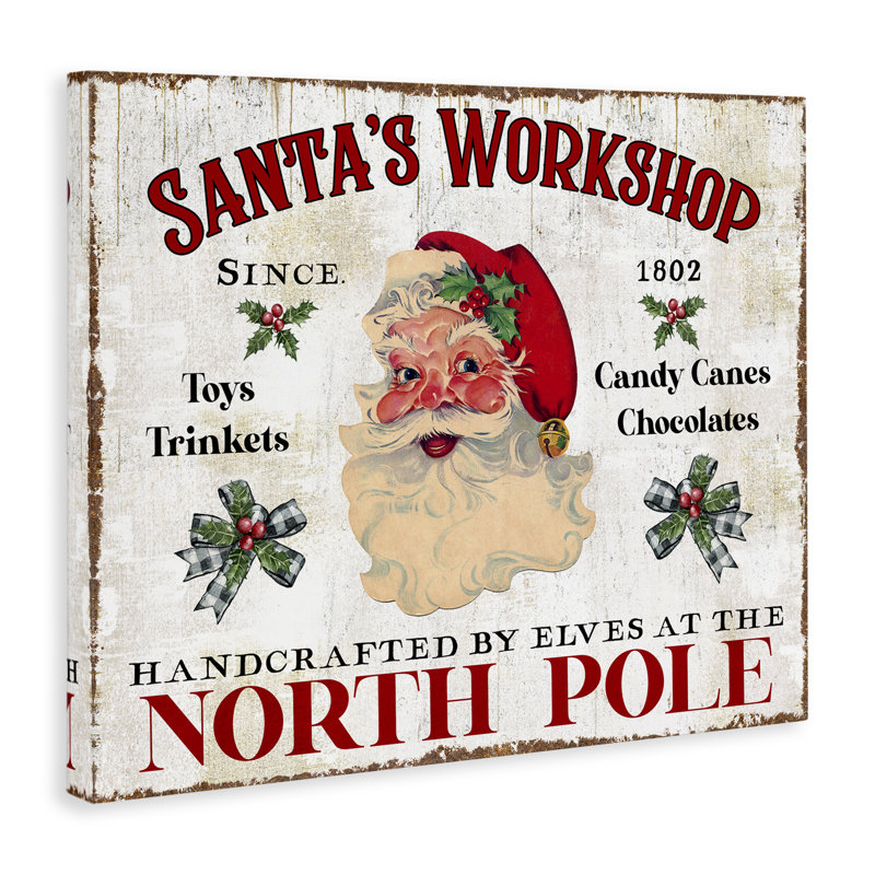 «North Pole Santa's Workshop», art mural sur toile par Creatif Belle, H 24 po x l 24 po