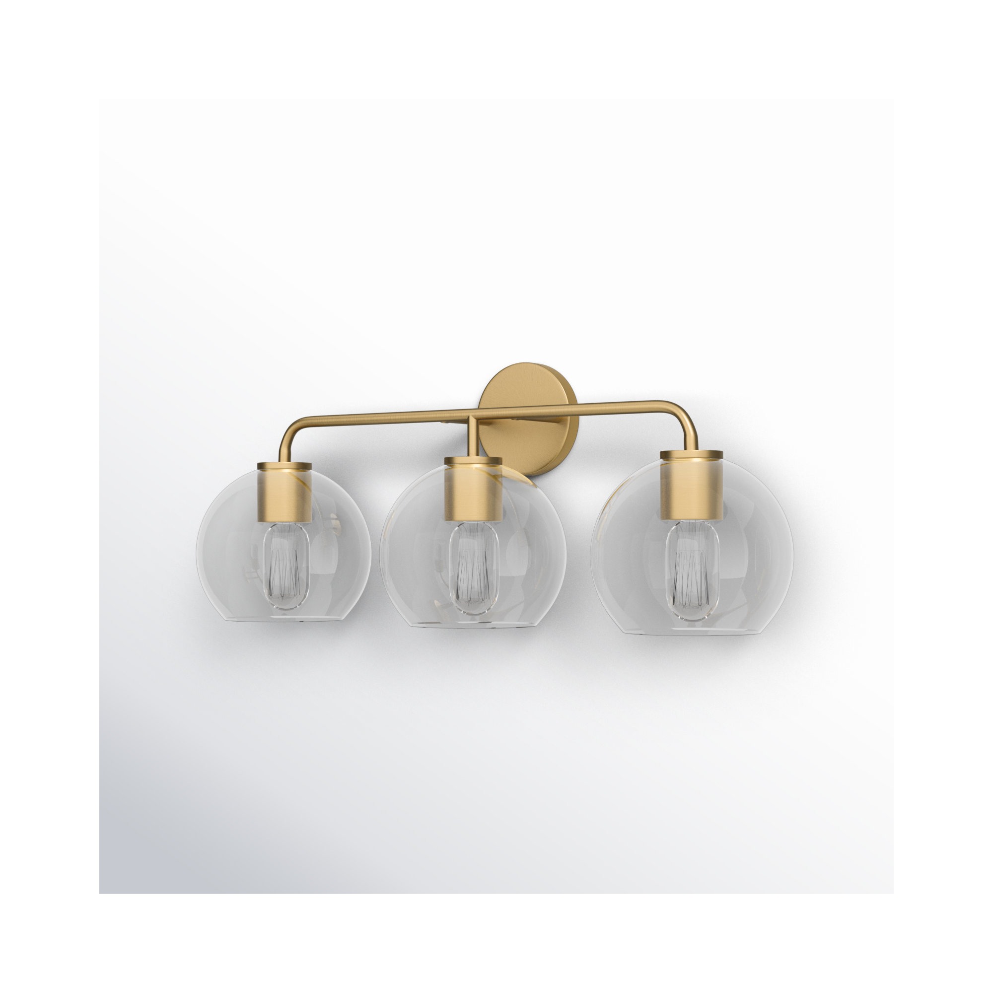 Childerley 3-Light Dimmable Vanity Light, Clear, Satin Brass
