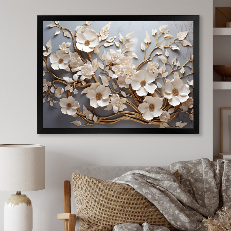 «White Orchid Tree Garden of Branches 7», reproduction d'art sur toile florale abstraite - reproduction d'orchidée sur toile