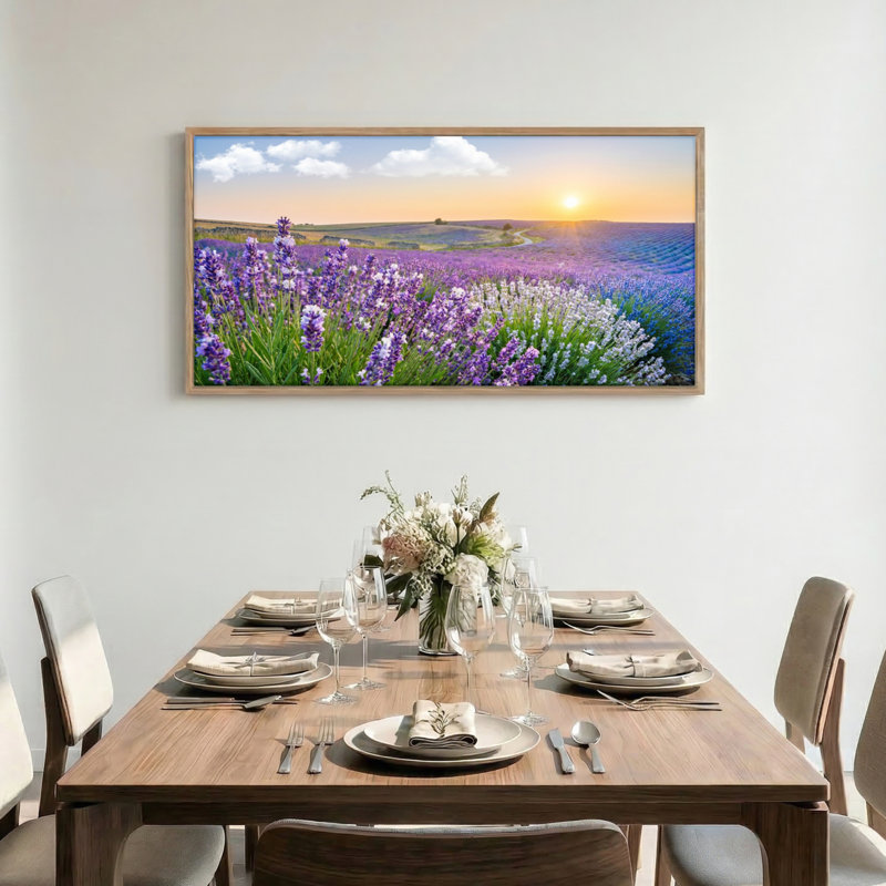 Tableau encadré sur toile représentant un champ de lavande, 122 x 61 cm (48 x 24 pouces), lot de 1, 48 x 24 pouces
