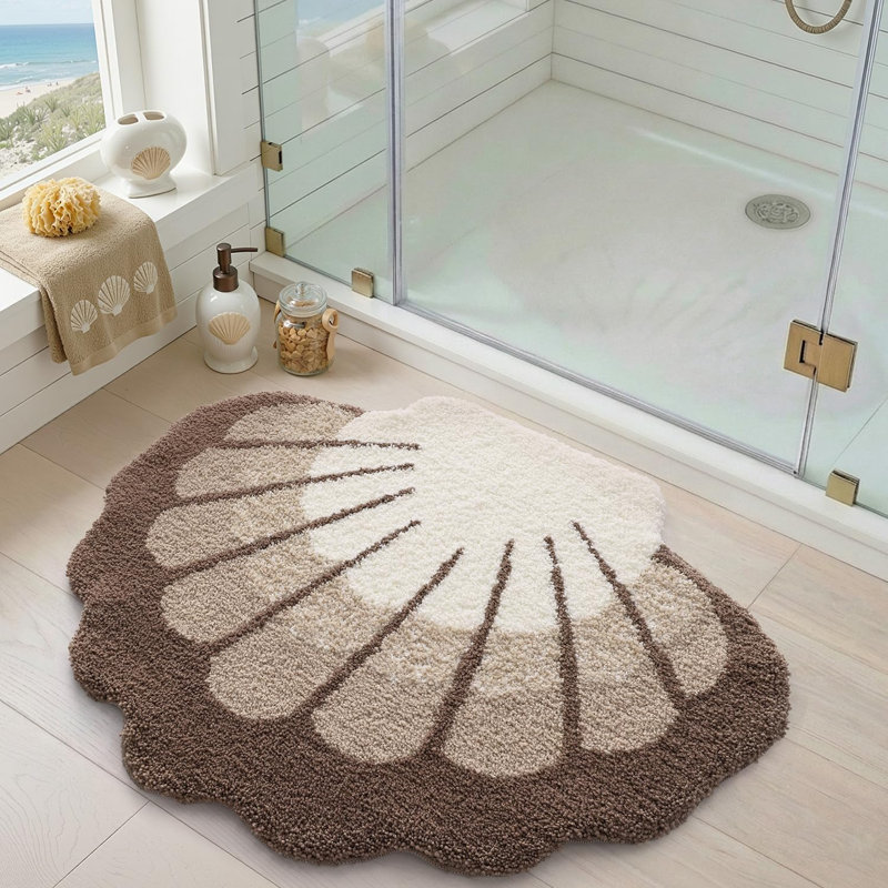 Seashell Bathroom Rugs Non Slip Washable