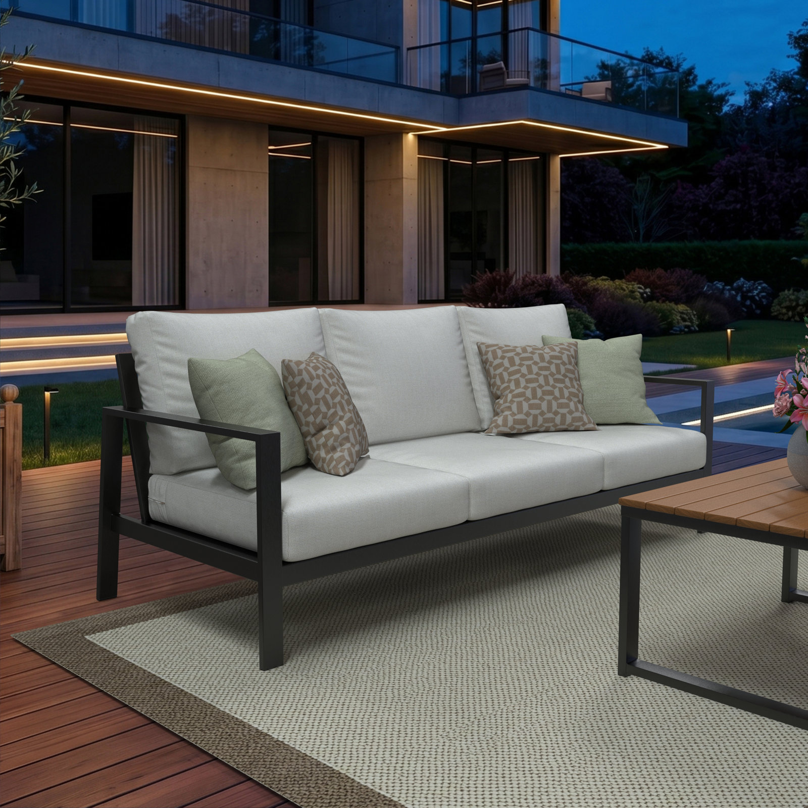 25" Sunbrella® Sofa Seat and Back Cushion, Sunbrella Bliss Linen