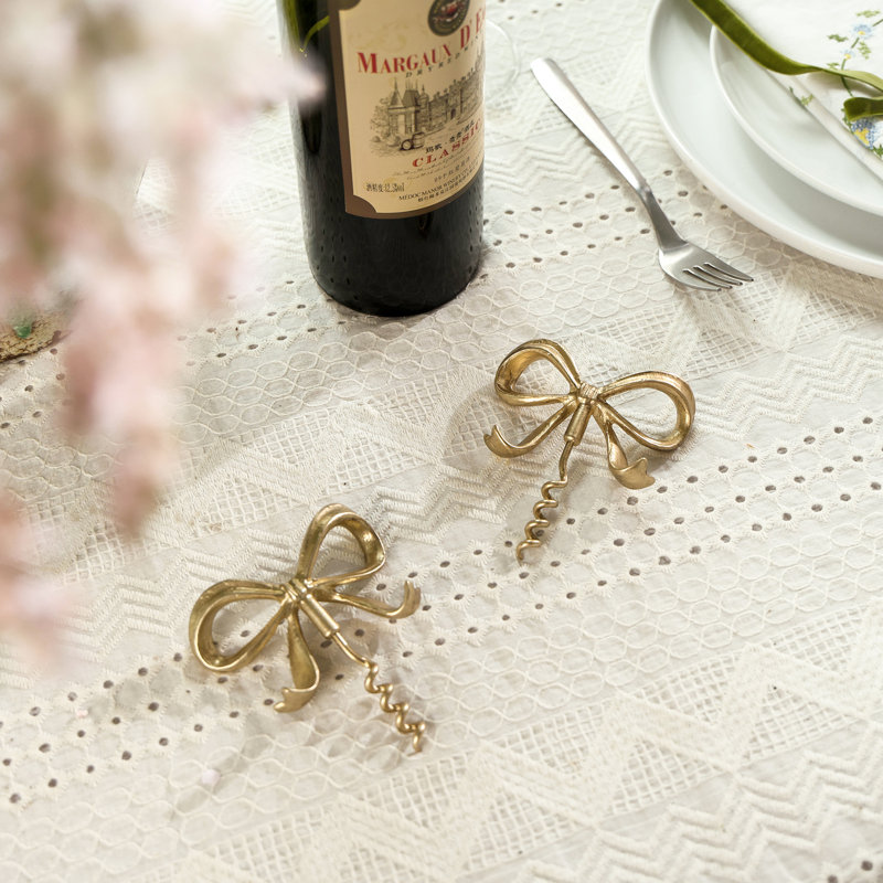 2 Piece Decorative Gold Bow Shaped Corkscrew Wine Bottle Opener Multipack
