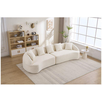 110" Curved Boneless Sectional Sofa, Chenille Modular Couch with High-Density Foam for Living Room & Apartment