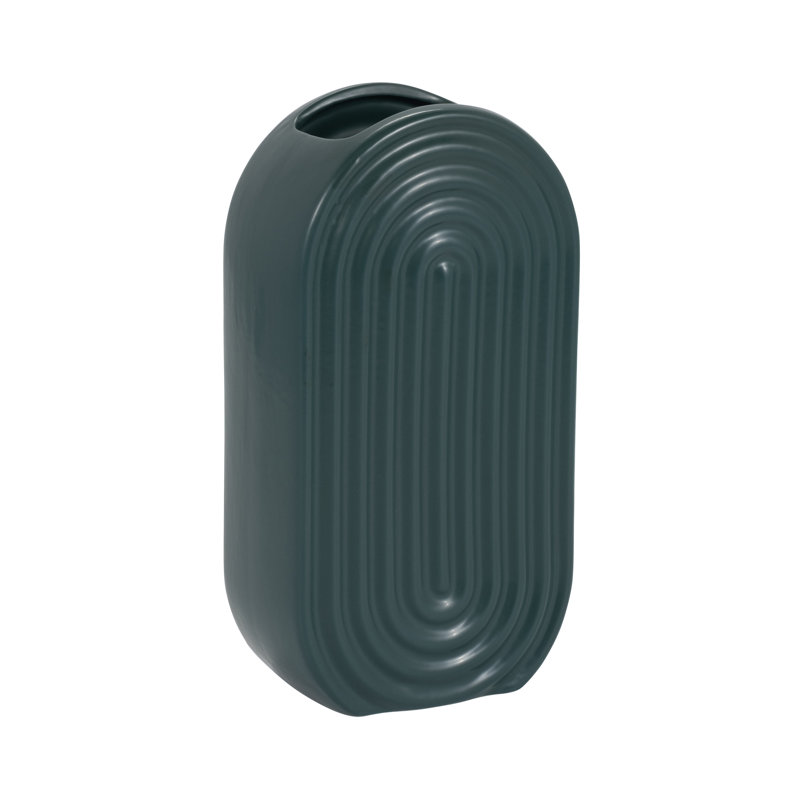 Vase en céramique élégant, design contemporain pour un décor moderne, H 11 po x l 6 po x P 3 po, Bleu sarcelle strié