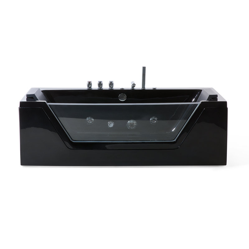 Rourke x Whirlpool Acrylic Bathtub with Tap, Black, 55cm H x 71cm W x 150cm D