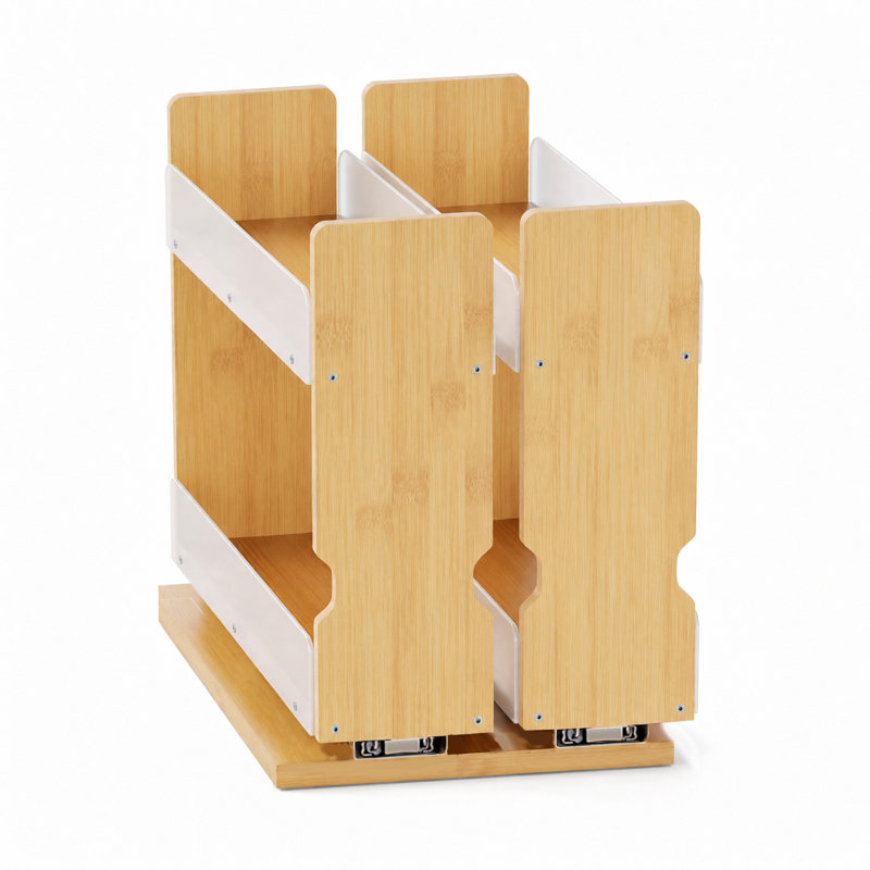 Étagère à épices en bambou coulissante, rangement pour assaisonnements coulissant robuste, rangement vertical pour armoires de cuisine et garde-manger
