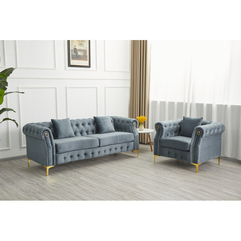 Ensemble de salon rembourré 2 pièces , Gris
