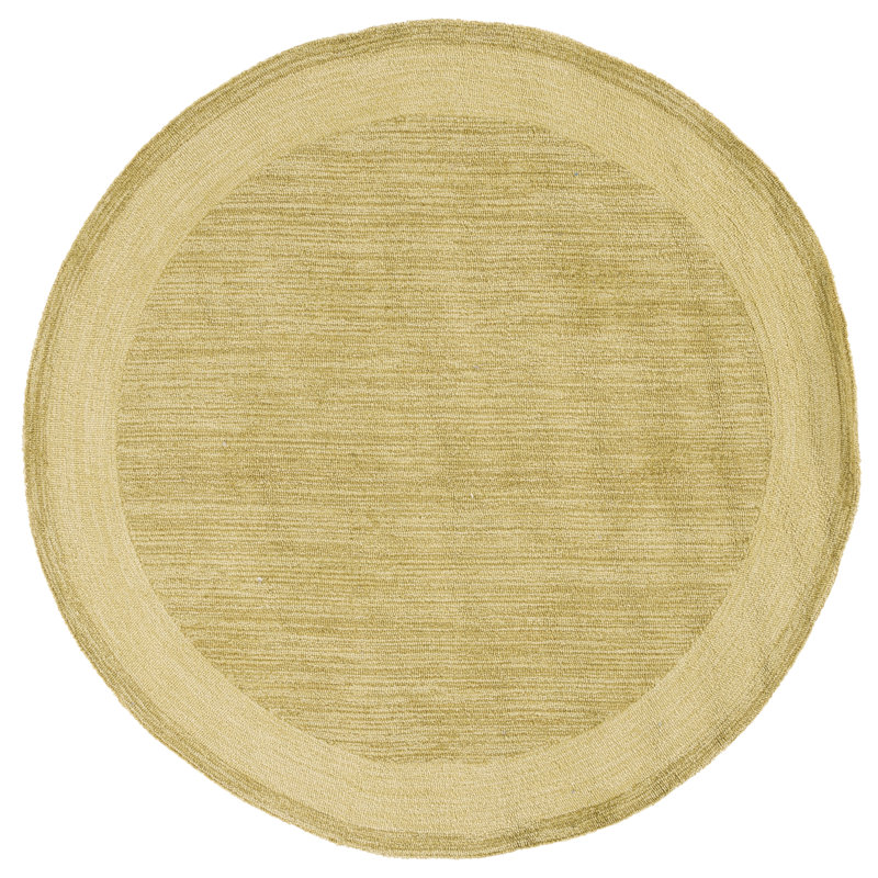 Taran Hand-Hooked Green Area Rug, Round 8'