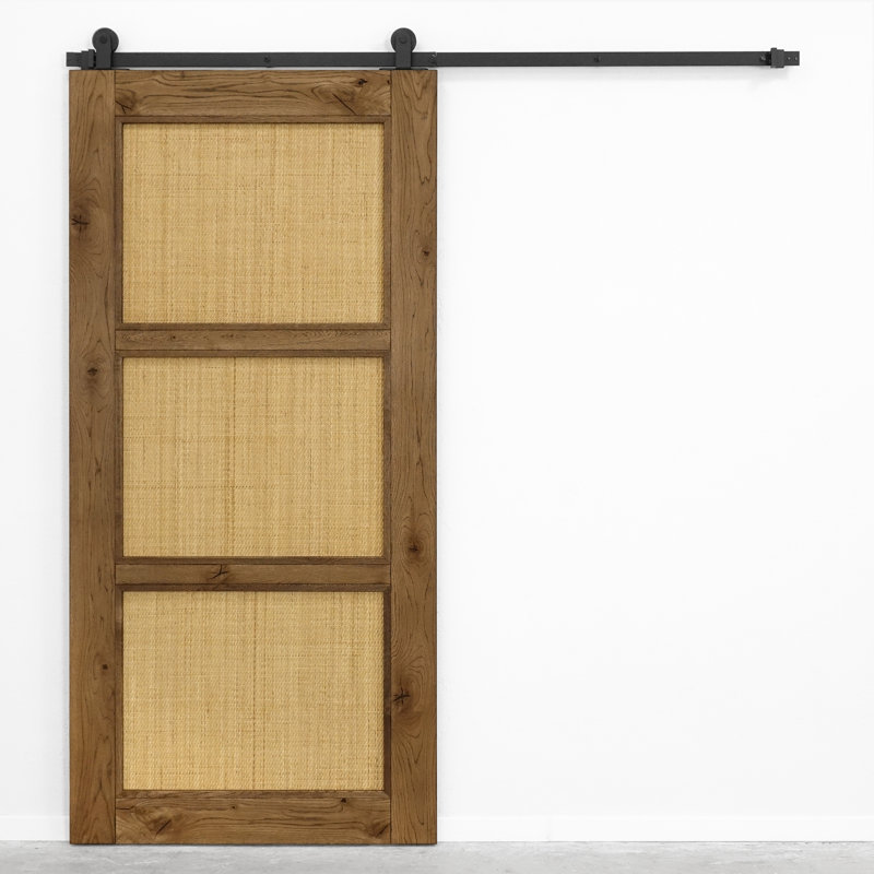 Alondria Oak with Rattan Barn Door, Brown