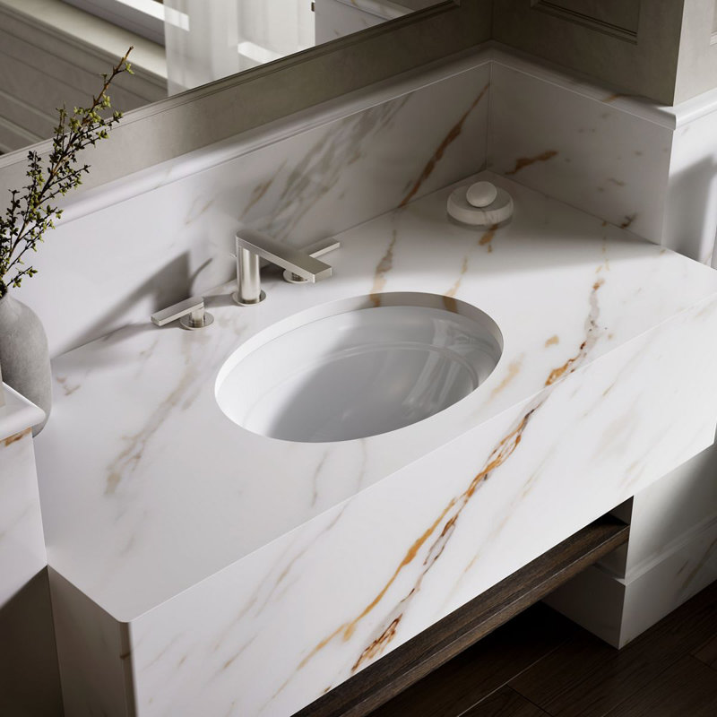Serif Metal Oval Undermount Bathroom Sink, Suede