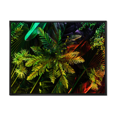 " Toned Tropical Leaves On Black VII "