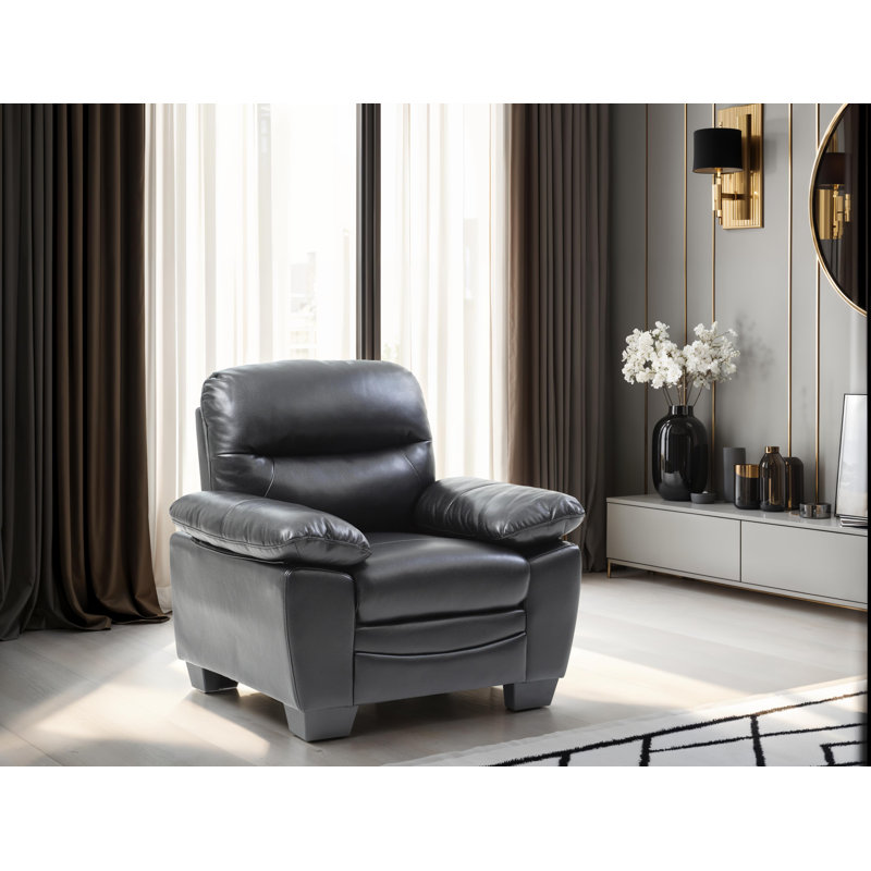 Pingry Faux Leather Chair, Black Faux Leather