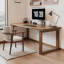 Bureau rectangulaire en bois massif brun clair-109310193