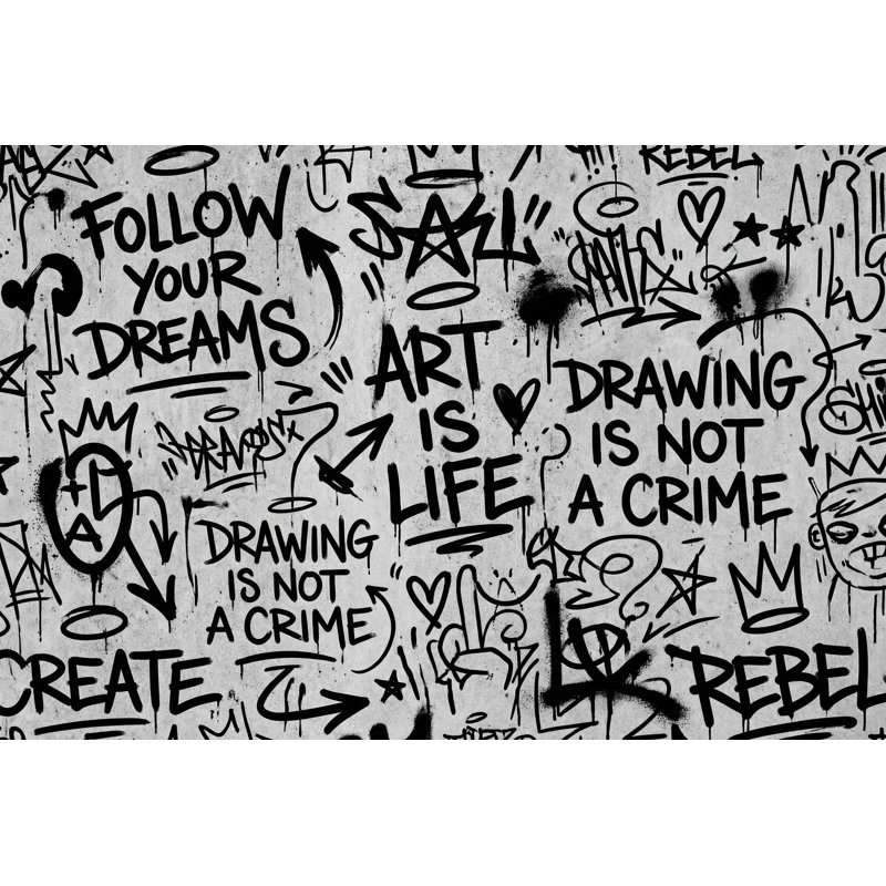 Papier peint graffiti Urban Rebellious, 120 po x 96 po, Texturé non collé