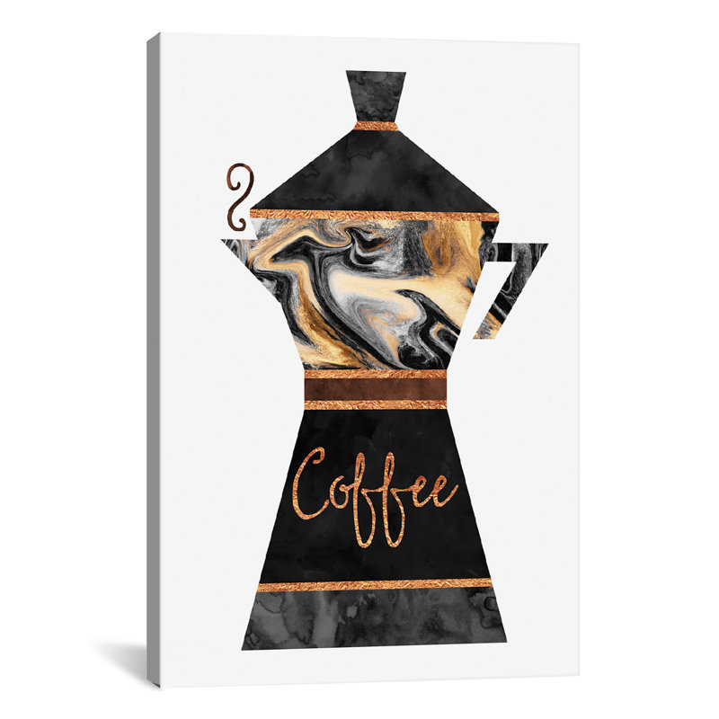 Café, impression sur toile tendue, Papier d'art encadré noir, Blanc, H 24 po x l 16 po x P 1 po