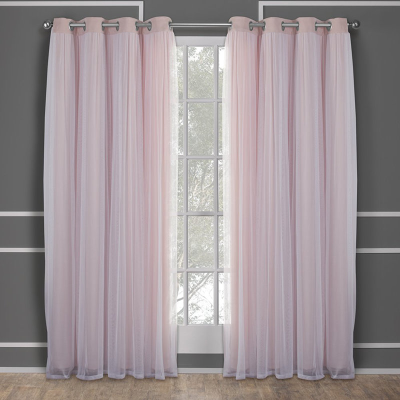 Paire de rideaux occultant et occultant avec œillets 52 pi x 84 po Rose Blush Exclusive Home Catarina