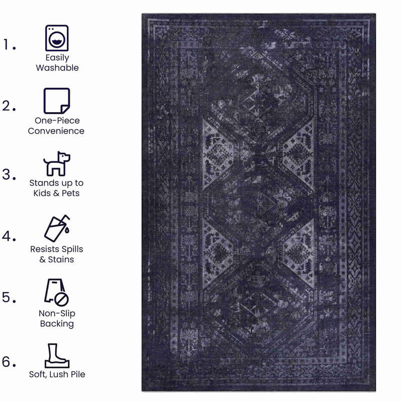 Washable Rug Doormat Rug, Rectangle 2' x 3'