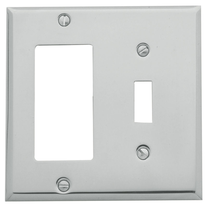 2-Gang Toggle Light Switch/Rocker Combination Wall Plate, Polished Chrome