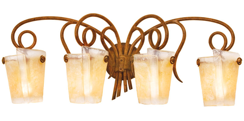 Tribecca 4 - Light Vanity Light, Tortoise Shell, Side glass, small Antique Filigree