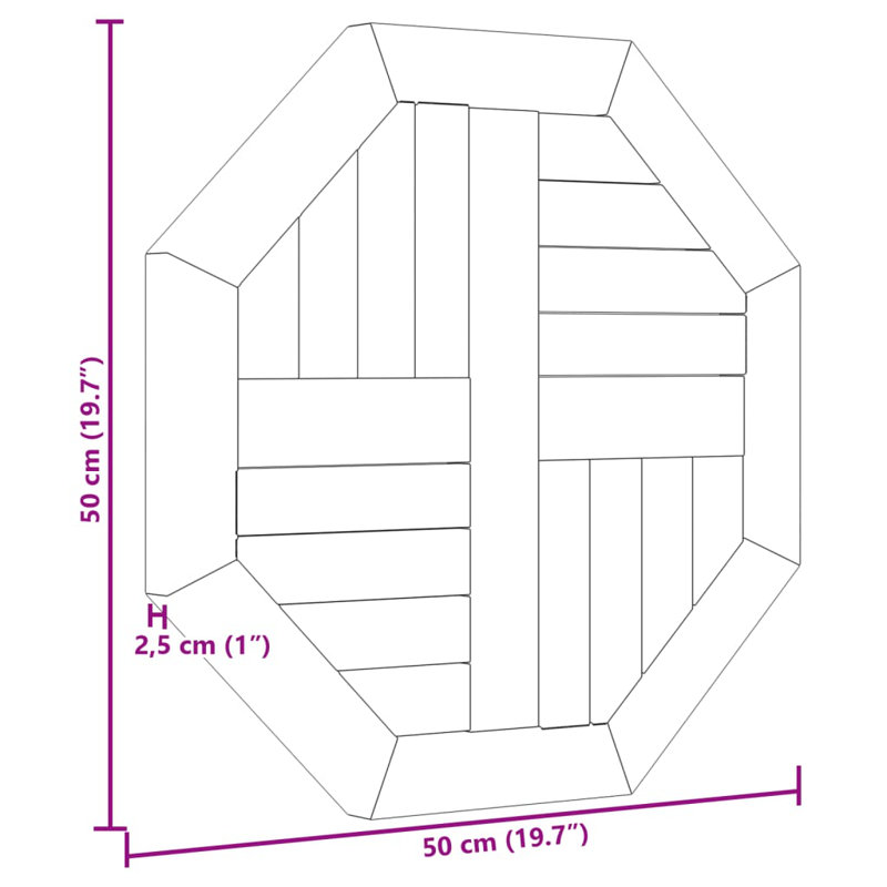 Didi Solid Wood Table Top, 2.5cm H x 50cm W x 50cm D
