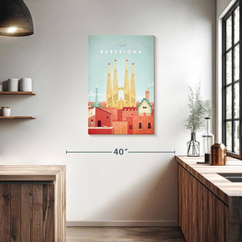 Affiche de voyage rétro Aime Barcelona, H 36 po x l 24 po