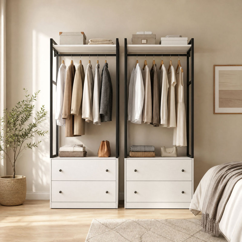 Armoire-penderie sur pied 81,9 "avec tiroirs de rangement et tringle