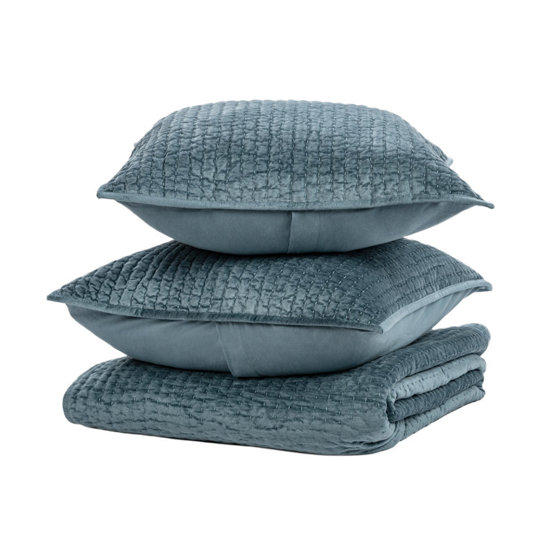 Bari Quilt Set, Stone Blue