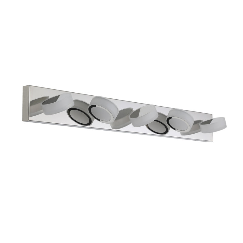 Luminaire de meuble-lavabo moderne à 5 lumières DEL moderne chrome avec abat-jour en acrylique pour miroir et douche