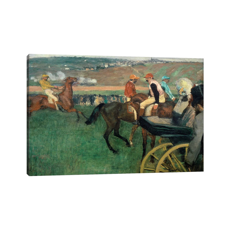 The Racetrack, Amateur Jockeys Near A Car, 1876-188 by Edgar Degas - Wrapped Canvas Painting, 20.32 cm H x 30.48 cm W
