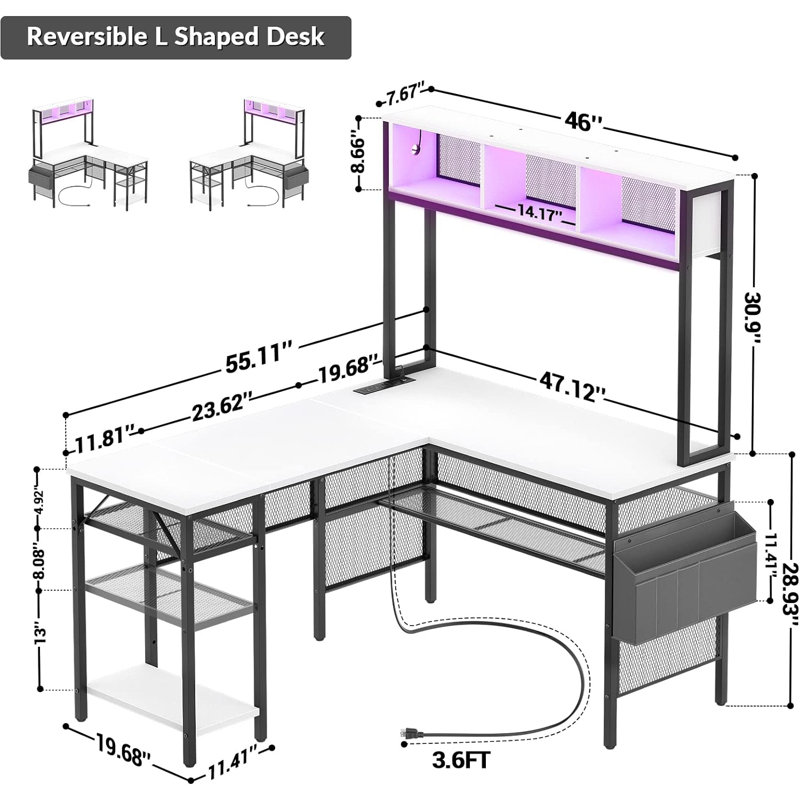 Manorma L Shaped Metal Base Gaming Desk,Business Furniture,Conference Room Table,Study Writing Desk for Home Office
