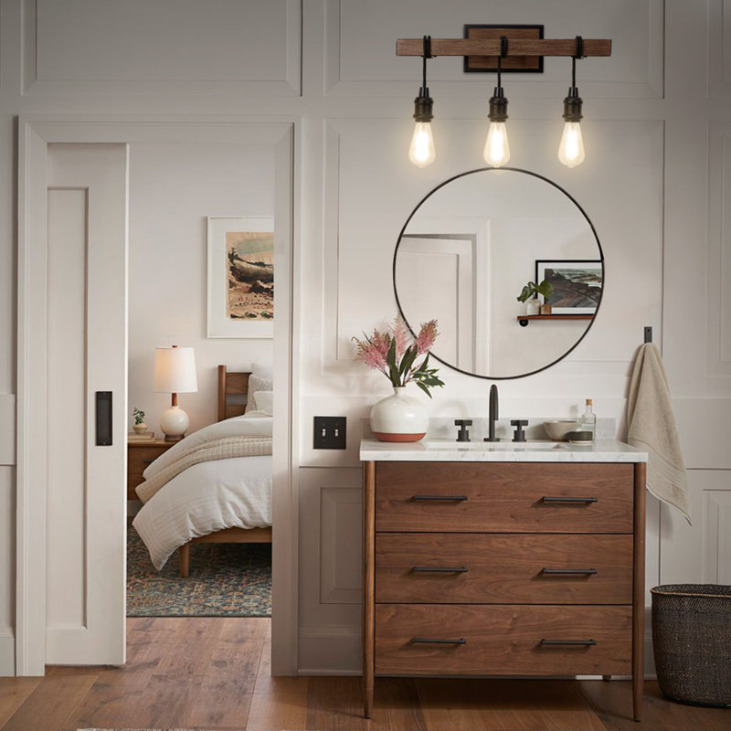 Bucharest Dimmable Faux Wood Vanity light, 3