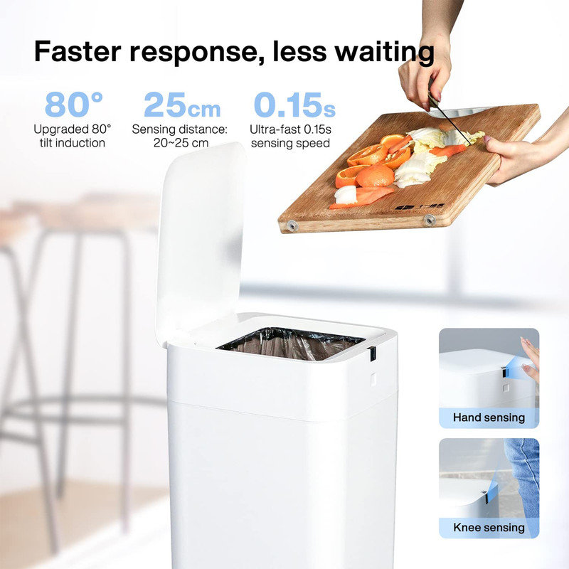 White and Gold 4-Gallon Motion Sensor Trash Can