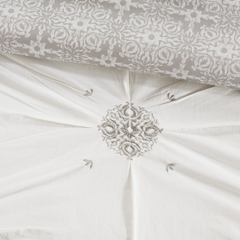 Édredon très grand / très grand, 6 pièces, réversible en coton brodé pour très grand lit