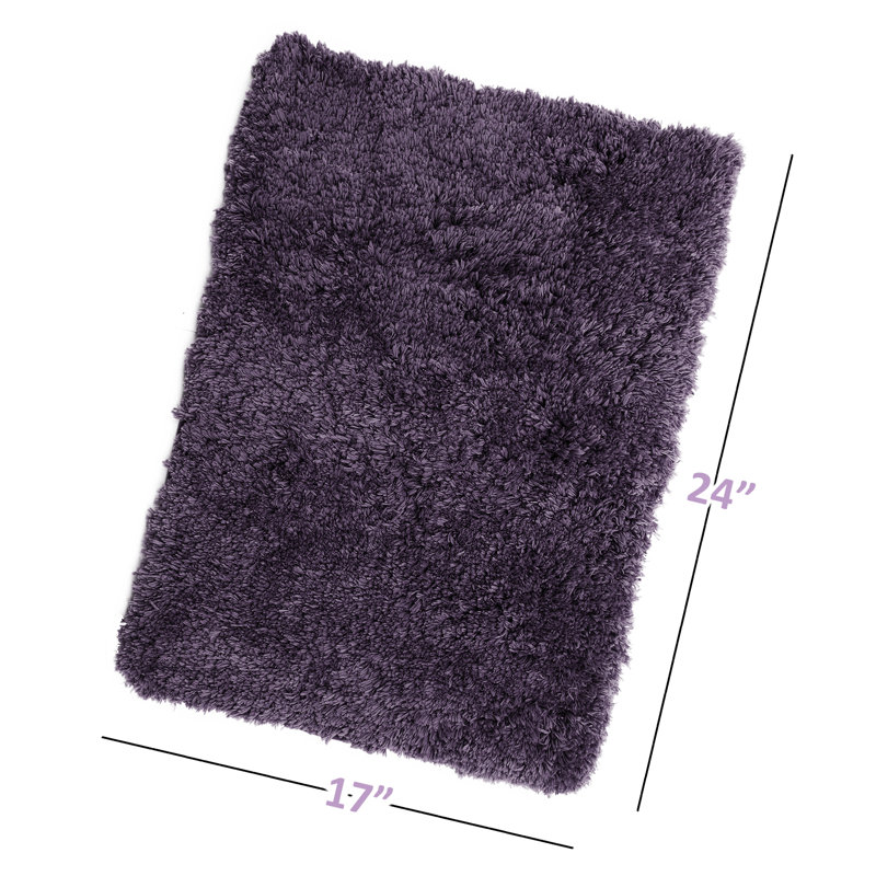 Ciarra Luxury Ultra Soft Bathroom Rug with Non-Slip Backing, 17" W x 24" L, Purple