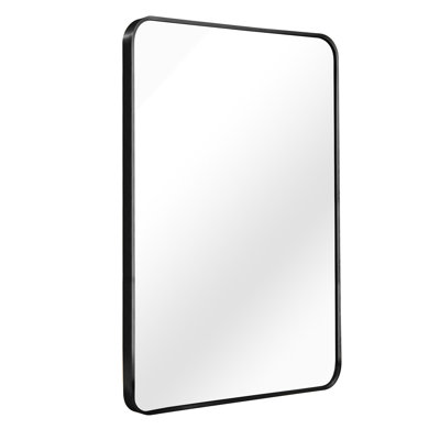 24X36 Inch, Black Rectangular Wall Mirror, Bathroom, 4Mm Hd Glass, - Rust Metal Frame, Film, Quick Setup Contemporary Shatter , Simple Installation