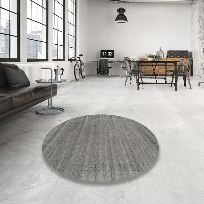 Tapis gris / noir, Rond 8 pi
