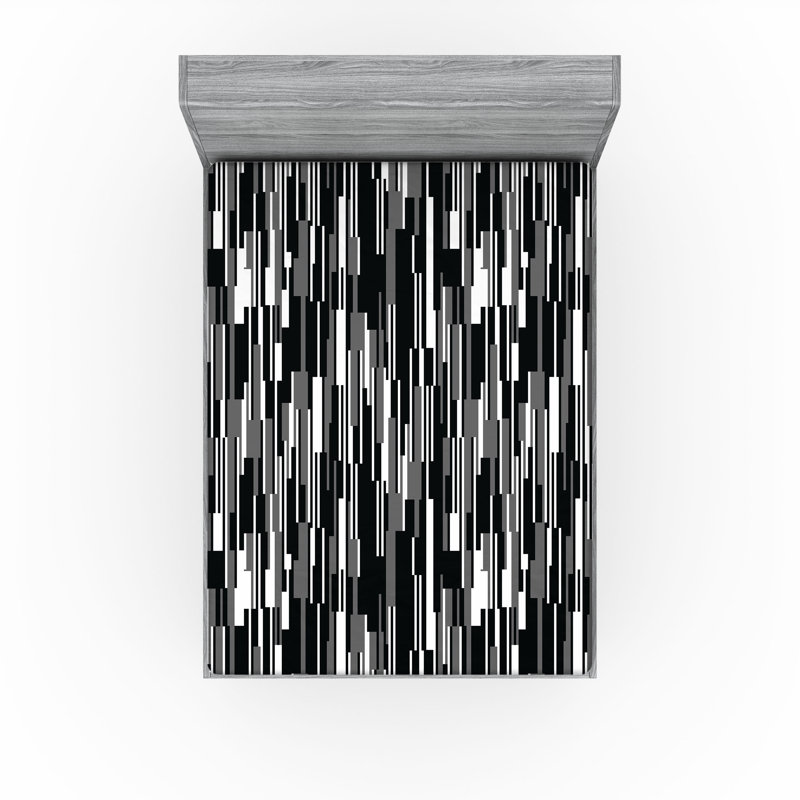 Drap-housse Ambesonne, paquet de 2, Noir / gris / blanc abstrait, Drap-housse très grand californien