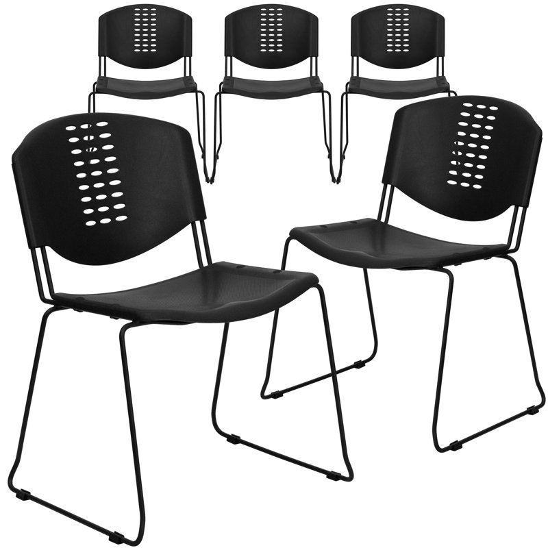 Hercules Series 400 lb Black Metal & Plastic Stackable Chair