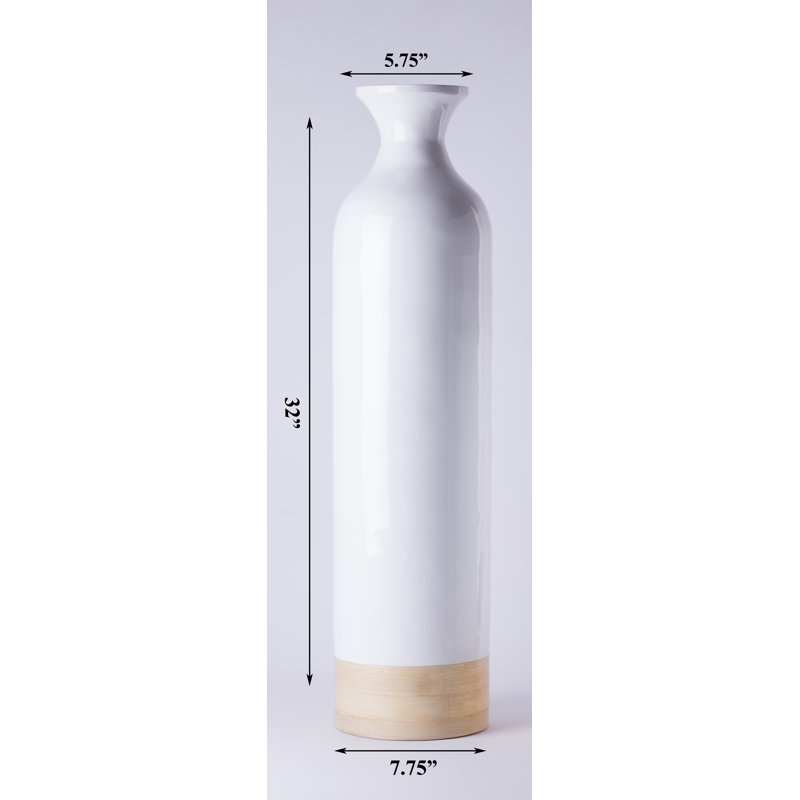 Hauts vases de plancher en bambou Dylon, H 32 po x l 8 po x P 8 po, Blanc, 1