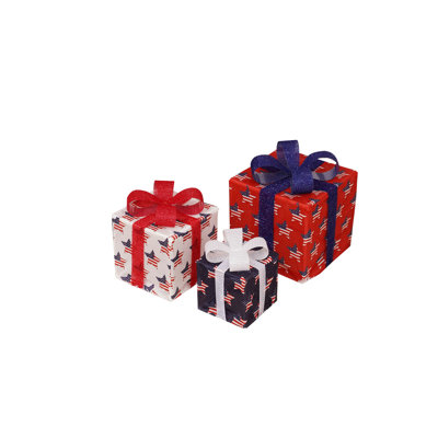 Christmas Light Box Remote Control Set Of 3 LED Gift Box Decoration Outdoor Elevated Christmas Box Gift Decoration Indoor Outdoor Terrace