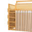 Lit superposé moderne en bois pour une personne, avec étagère de rangement à 3 niveaux, décoration en rotin, rideaux d'intimité et éclairage intégré - Naturel-1078358461-1078358458