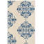 Tapis ivoire / bleu en laine crocheté à la main Daijah-22226379