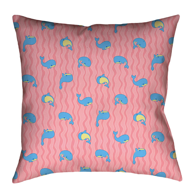 Coussin Katelyn Elizabeth, 18 po x 18 po, Bleu / Rose, Polyester sergé