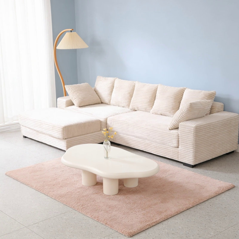 Canapé modulaire en L de 108,6 pouces avec repose-pieds avec rangement et huit coussins décoratifs, confortable et polyvalent