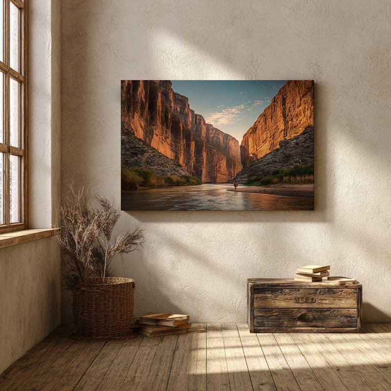 Impression sur toile Big Bend Canyon - Coucher de soleil au Texas, Rio Grande, décoration intérieure, H 24 po x l 36 po