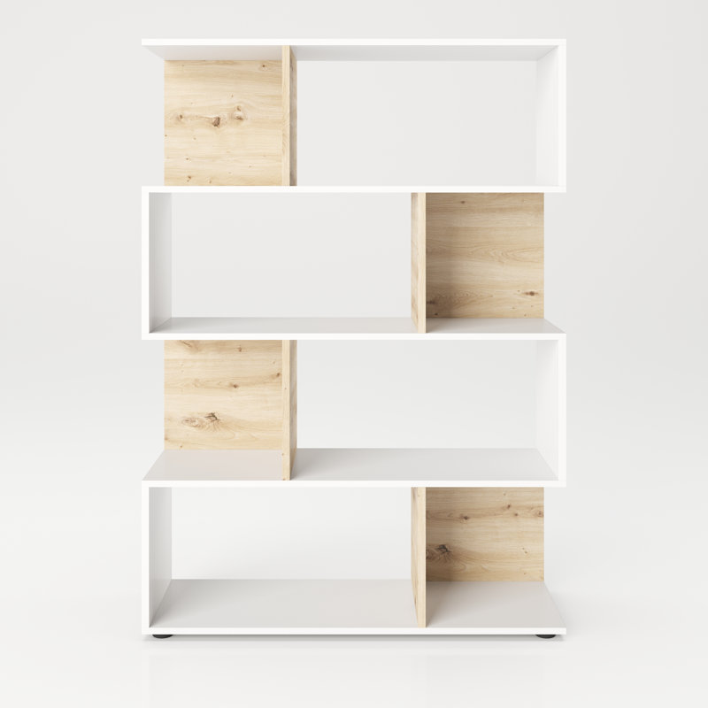 Calline 146cm H x 103cm W Bookcase, Oak/White