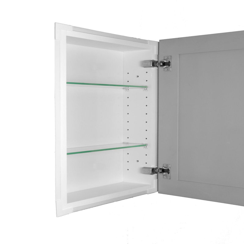 Armoire à pharmacie encastrée sans cadre à 1 porte avec tablettes réglables Frontline Shaker, H 46 po x l 14 po x P 3,5 po