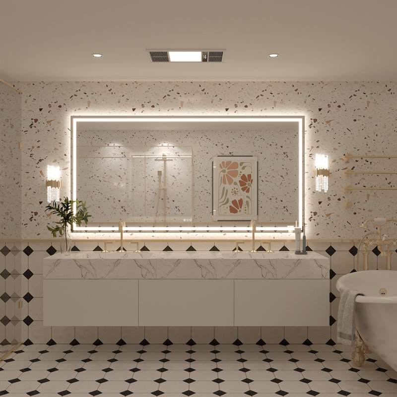 Miroir de salle de bain Molly Framelss, 72 po x 36 po, Transparent